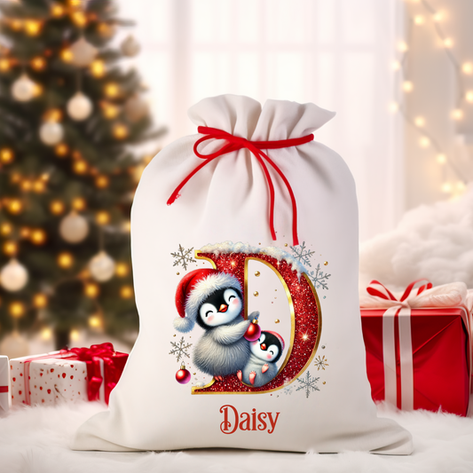 Penguin Initial Santa Sack