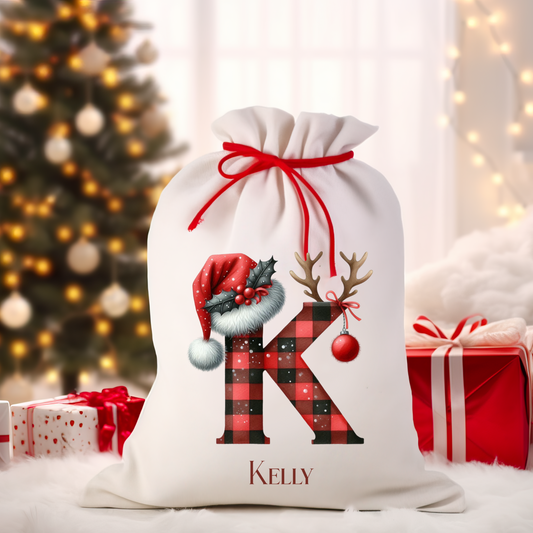 Santa Hat Initial Santa Sack